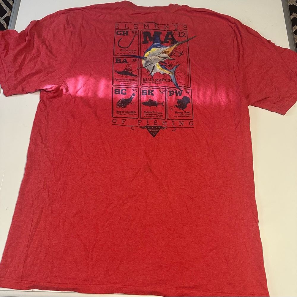 Columbia Sportwear Men Large Tall Fish Graphic Red Short Sleeve T Shirt